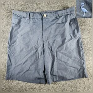 Tailorbyrd Collection Men's Size 34 Flat Front Shorts Dark Blue Golf Flamingo